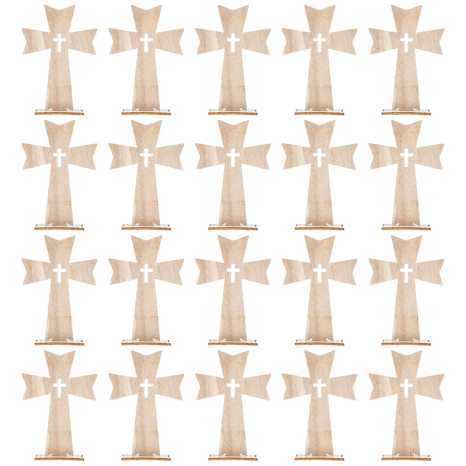 20Pcs 나무 십자가 공예 가정용 데스크탑 장식을위한 절묘한 스탠딩 크로스 사무실 교회 종교 상징 장식