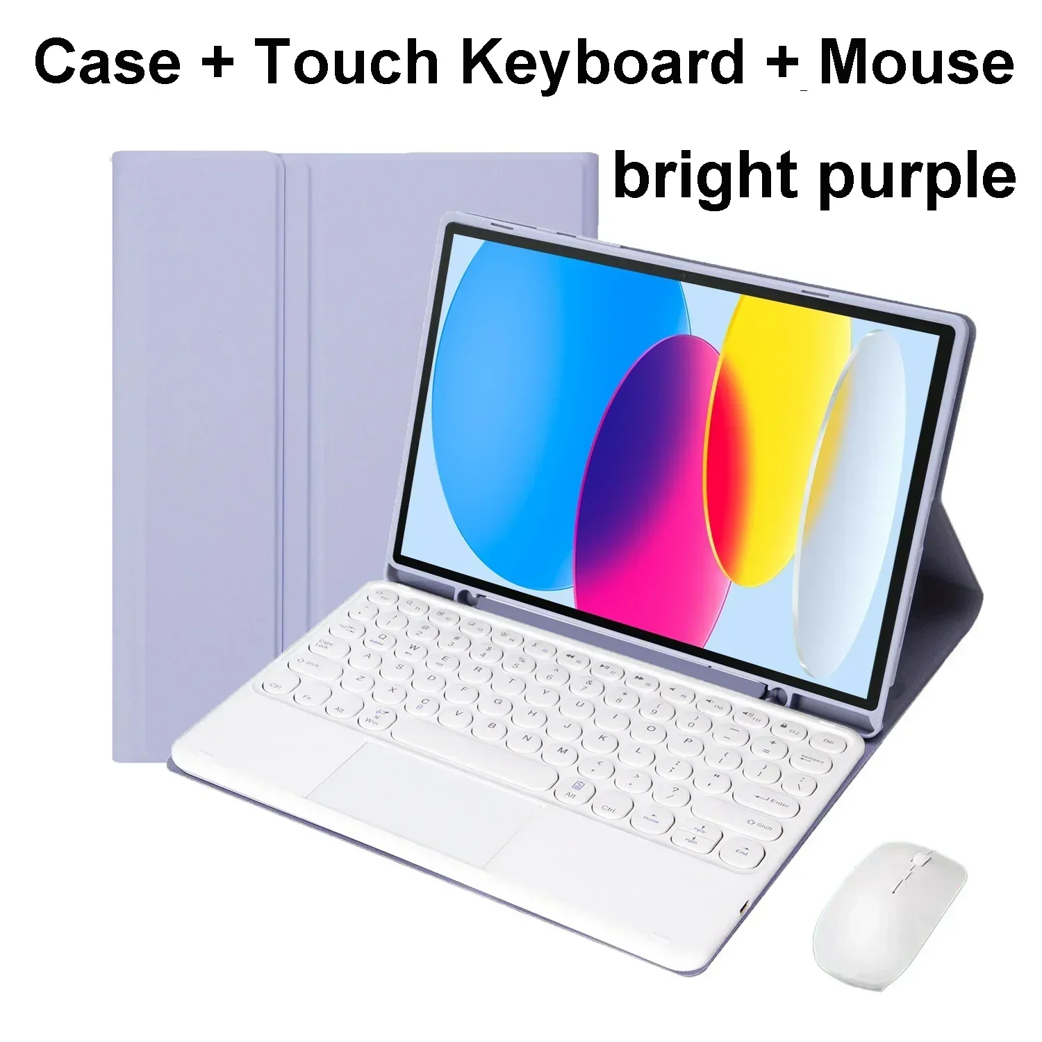 Magnetic Keyboard PU Leather Tablet Case with Bluetooth Mouse Cover
