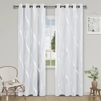 1pc High Precision Silver Embossed Wave Pattern Blackout Curtains for Blocking Light and Keeping Heat, Perfect for All Rooms 2