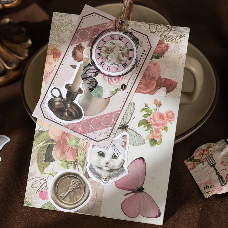 

113Pcs Flowers Vintage Stickers Old Material PET Pack Memories Plant DIY Decoration Scrapbooking Cut 180*122mm