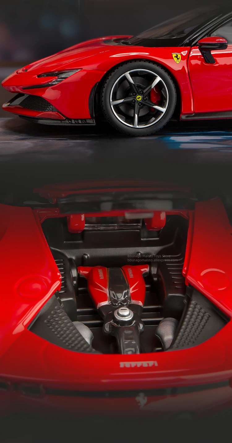 1:24 Ferrari SF90 Stradale Alloy Sports Car Static Die Cast