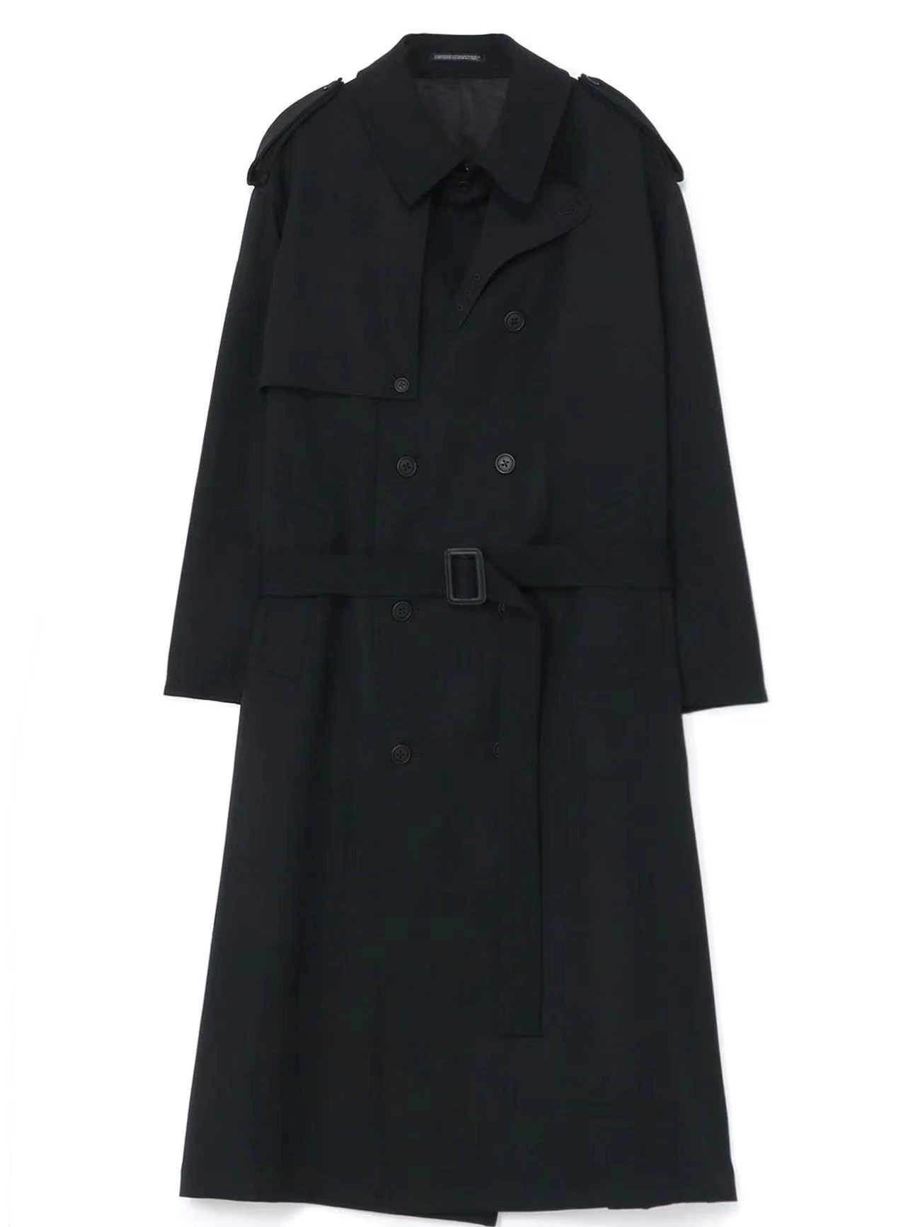 YAMAMOTO 스타일 코트 2025 고품질 레인 코트 트렌치 코트 23Aw Gabardine 롱 더블 브레스트 캐주얼 롱 코트