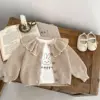 INS Spring and Autumn Infants' 0-3 Year Old Girl Baby Fashion Ruffle Collar Knitted Coat Small Cardigan Sweater Top 6