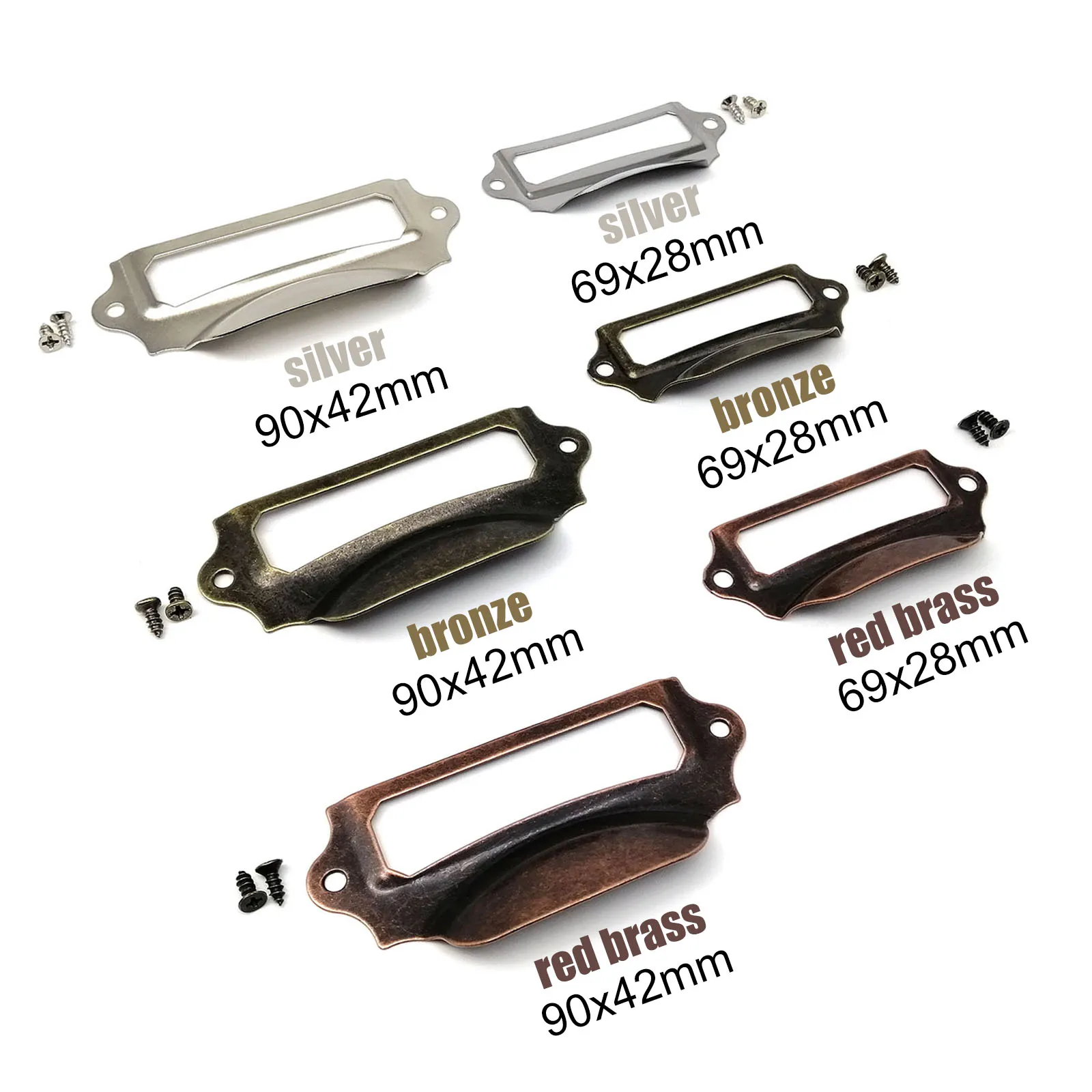 6pcs 금속 레이블 당겨 프레임 핸들 파일 이름 카드 홀더 가구 캐비닛 서랍 보..