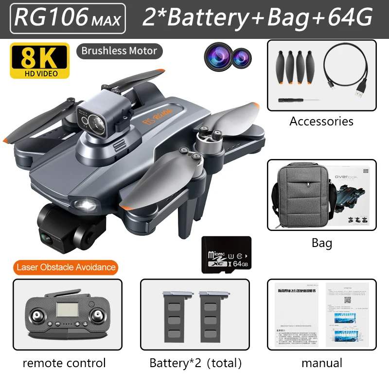 remote control helicopter with camera 2022 New RG106 Drone 8k Dual Camera Profesional GPS Drones With 3 Axis Brushless Rc Helicopter 5G WiFi Fpv Drones Quadcopter Toy rc helicopter big size RC Helicopters