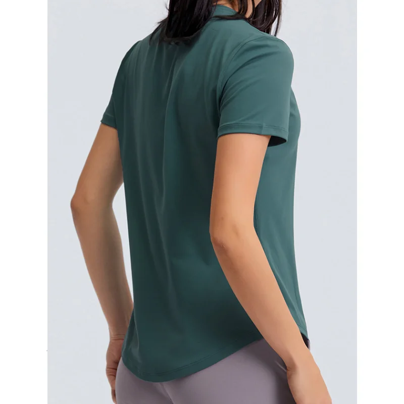 SHINBENE Women'S Breathable High Elastic Fitness Running Sports Yoga Dress Slim Double-Sided Nude Sport T-Shirt 6