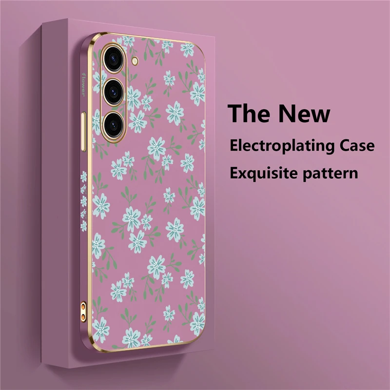 Elegant Floral Silicone Shockproof Back Cover - Plating Finish