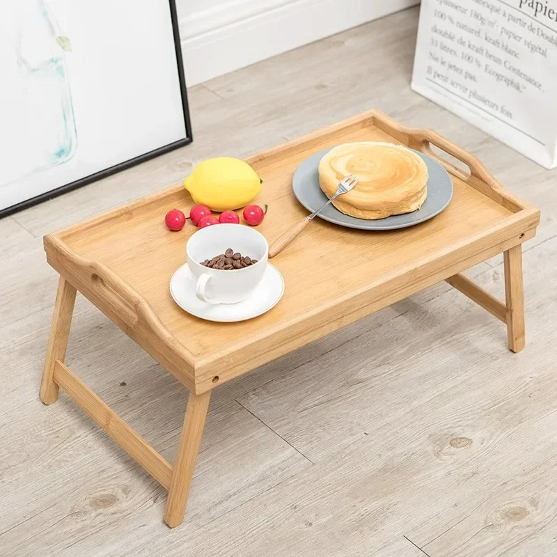 Bamboo Foldable Bed Tray Table with Raised Edges &ndash; 30x50cm Portable Breakfast Desk for Home, Work & Dining