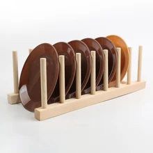 

7-grid Wooden Storage Rack Kitchen Storage Practical Dish Rack Multi-functional Wooden Draining Bowl Rack Cd Pine Bookshelf