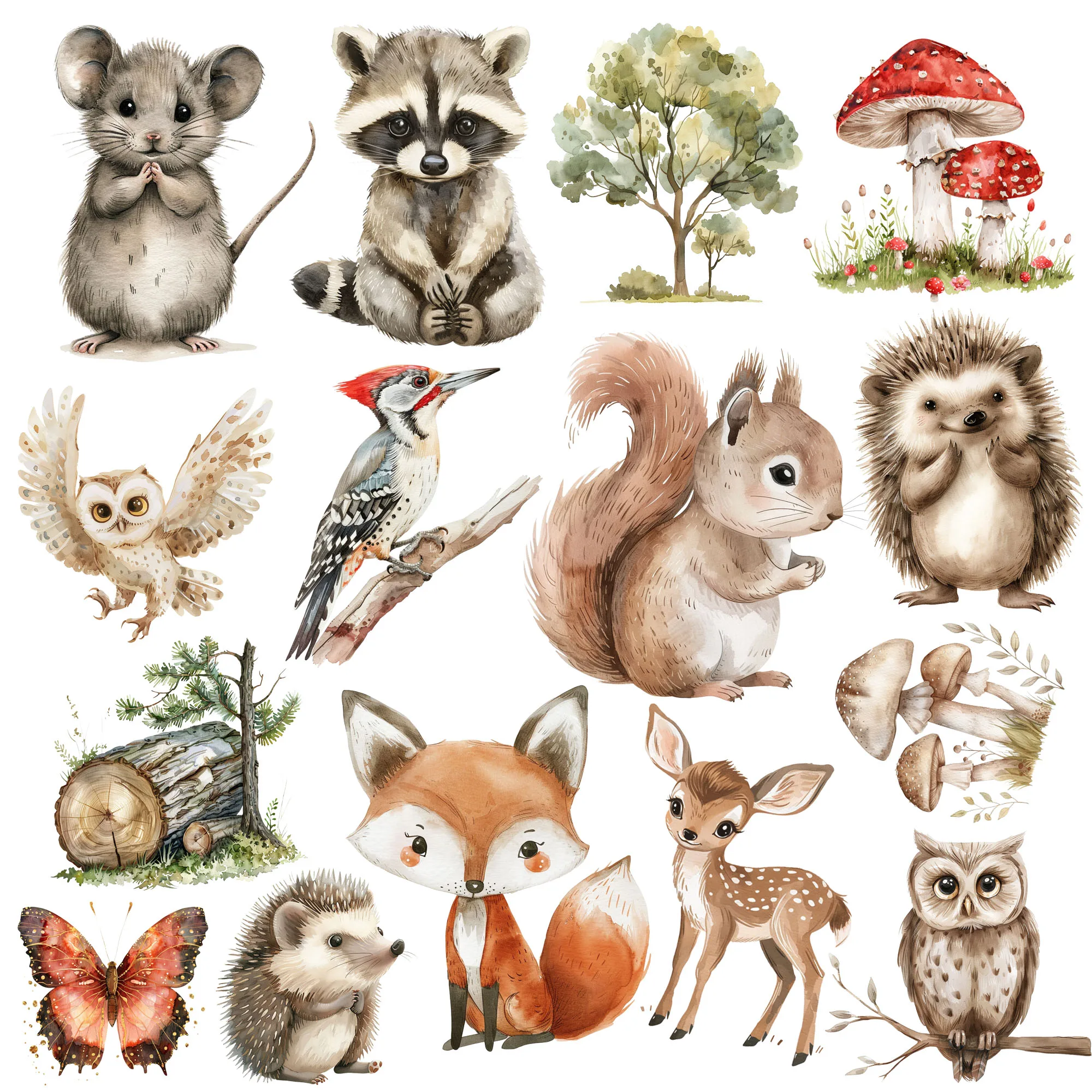 52-54pieces Forest Nymphs Hugging Animals DIY Writable Postcard Set with Envelopes and Stickers for Scrapbooking