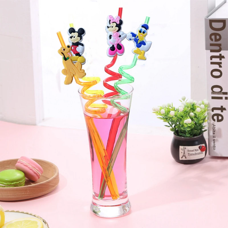 

Аксессуары и украшения для дня рождения Микки Мауса, праздничные принадлежности Минни Маус, многоразовые соломинки для детских чашек