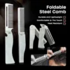 NEW Folding Stainless Steel Comb Men Retro Oil Head Combs Barber Hair Clipper Comb Portable Groom Beard Comb Salon Styling Tools 2
