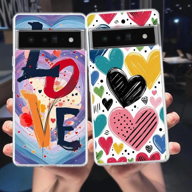 Transparent Soft TPU Phone Case with Loving Print Design