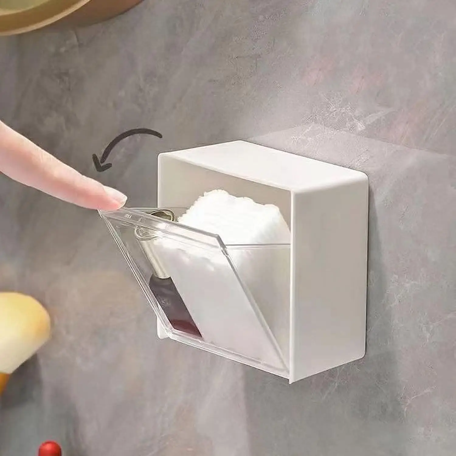 Organizer Da Parete 2 Pezzi - Portaoggetti Per Cotone, Accessori Bagno E Cucina - Plastica Bianca