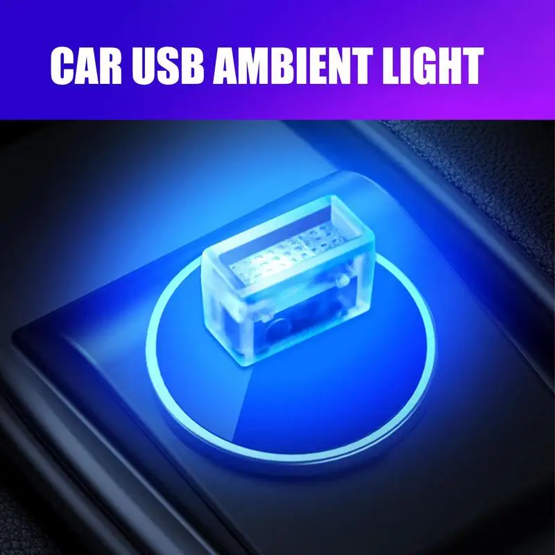 

Автомобильные светодиодные атмосферные мини-фонари с USB, автомобильная декоративная лампа, аварийное освещение, Универсальное портативное мини-освещение «подключи и работай», красный/синий/белый