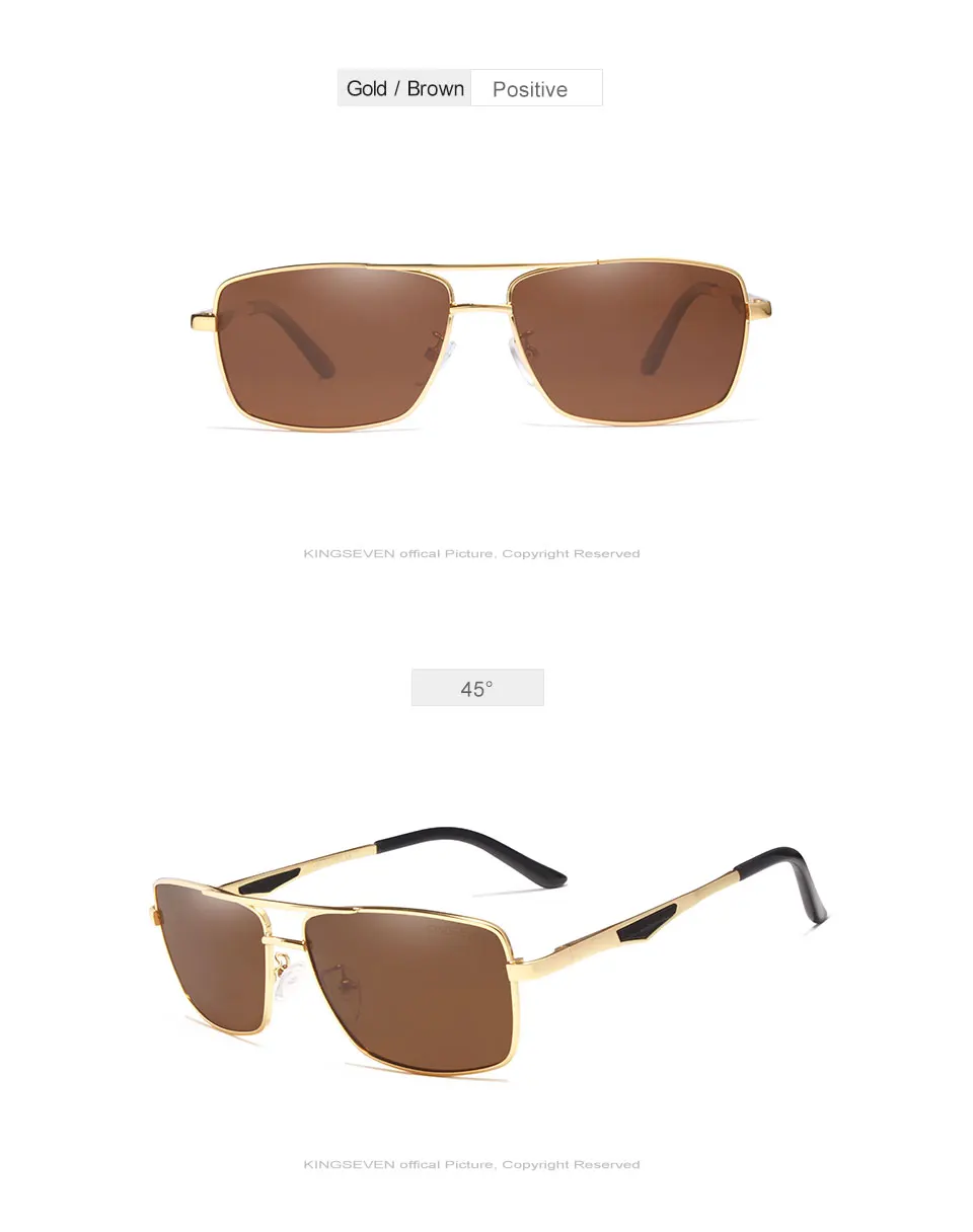 Kingseven marke designer polarisierte sonnenbrille für fahrende männer quadratische sonnenbrille für herren mode reise brillen – Detail 6