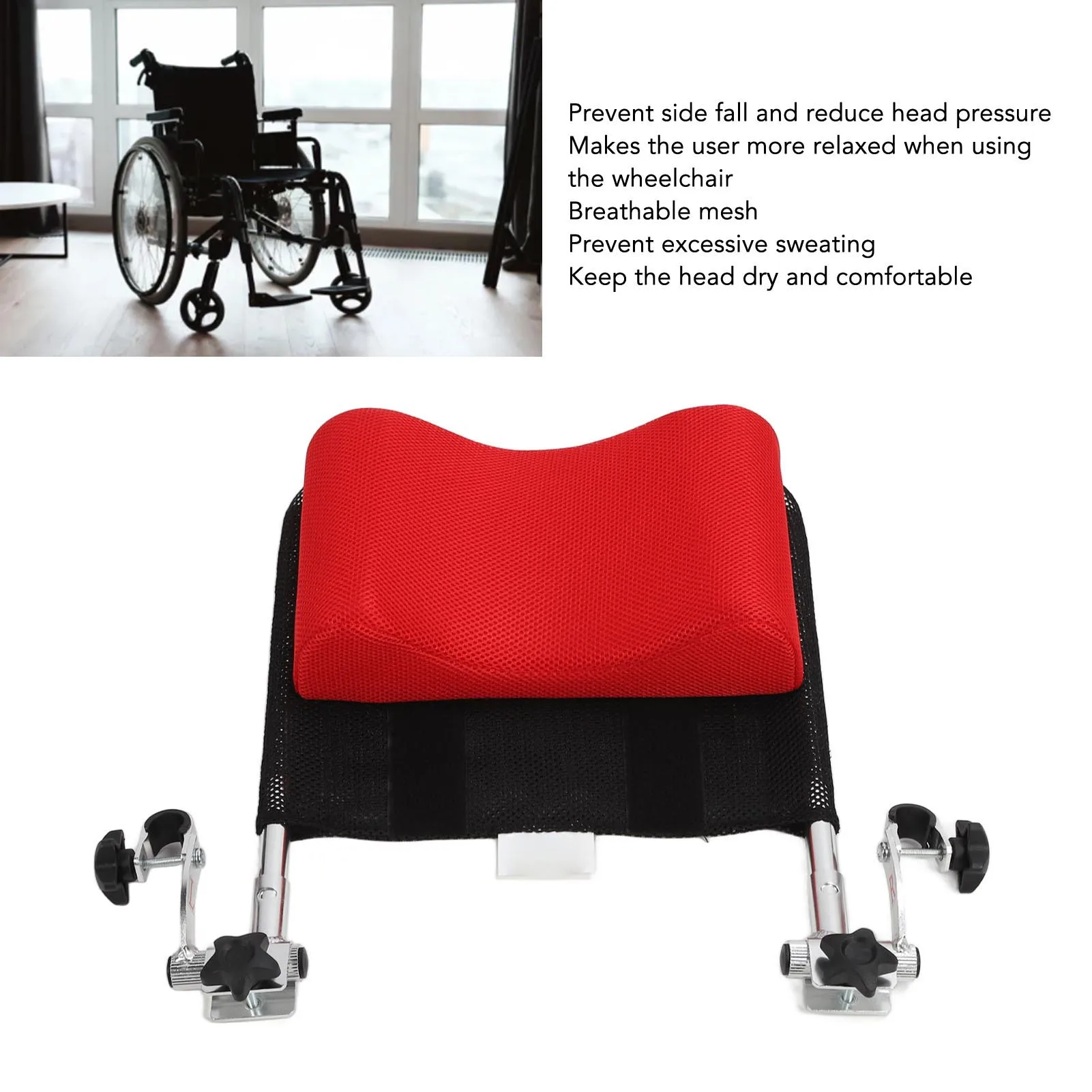 Wheelchair Headrest Backrest Cushion Neck Support Pillow Breathable Height Adjustable for Widths of 16-20in Wheelchairs Acessory 2