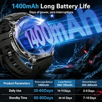Nouvelle Montre Connectée TANK 2026 de 1,7 pouces, Durabilité Militaire, Batterie 1400 mAh, Appel HD, Étanchéité 10 ATM, Lampe Torche, Montre Sport pour Hommes 2