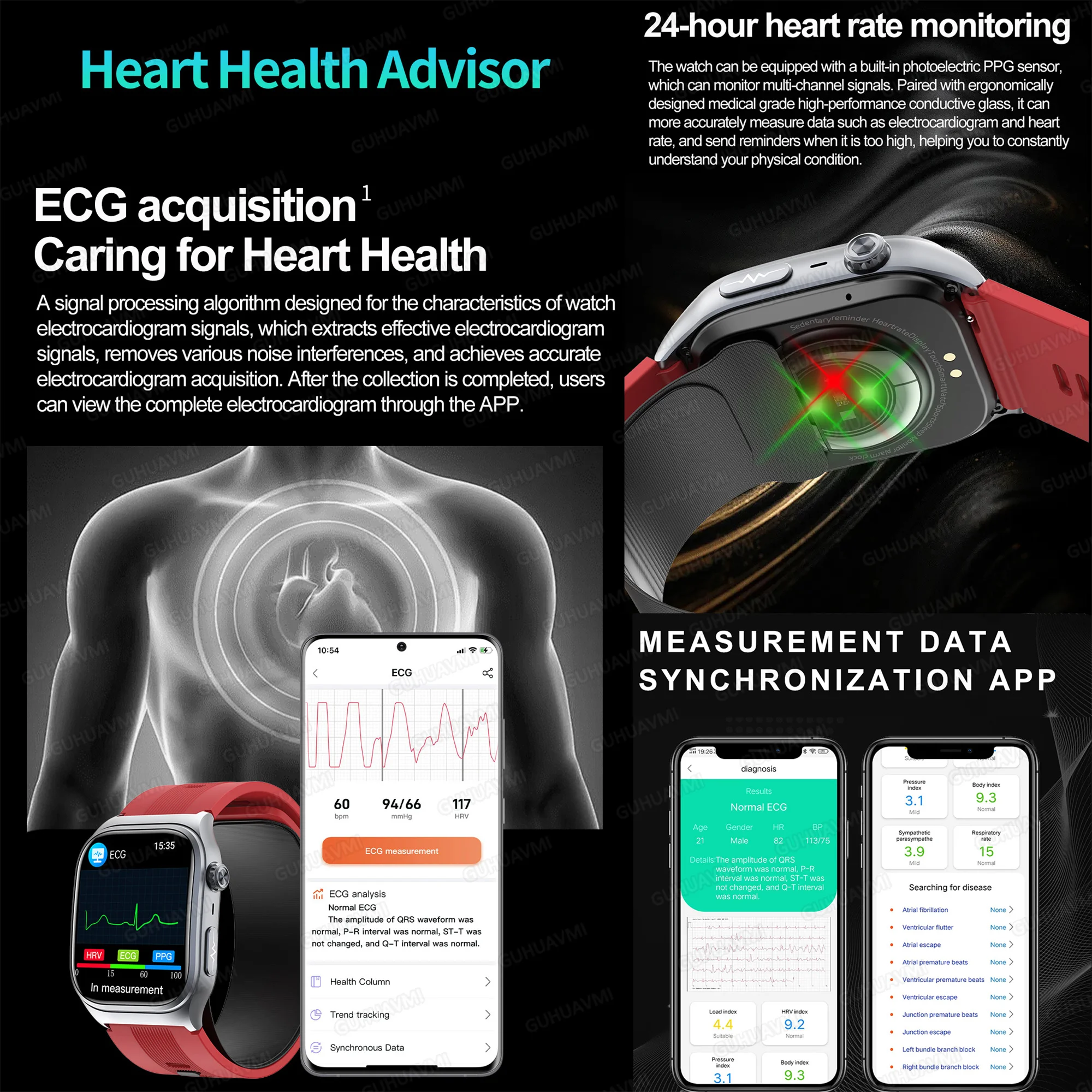 2025 New Health Nursing Air pump airbag Blood pressure Measure Smart Watch Men Women ECG+PPG Blood Fat Uric acid NFC Smartwatchs 2