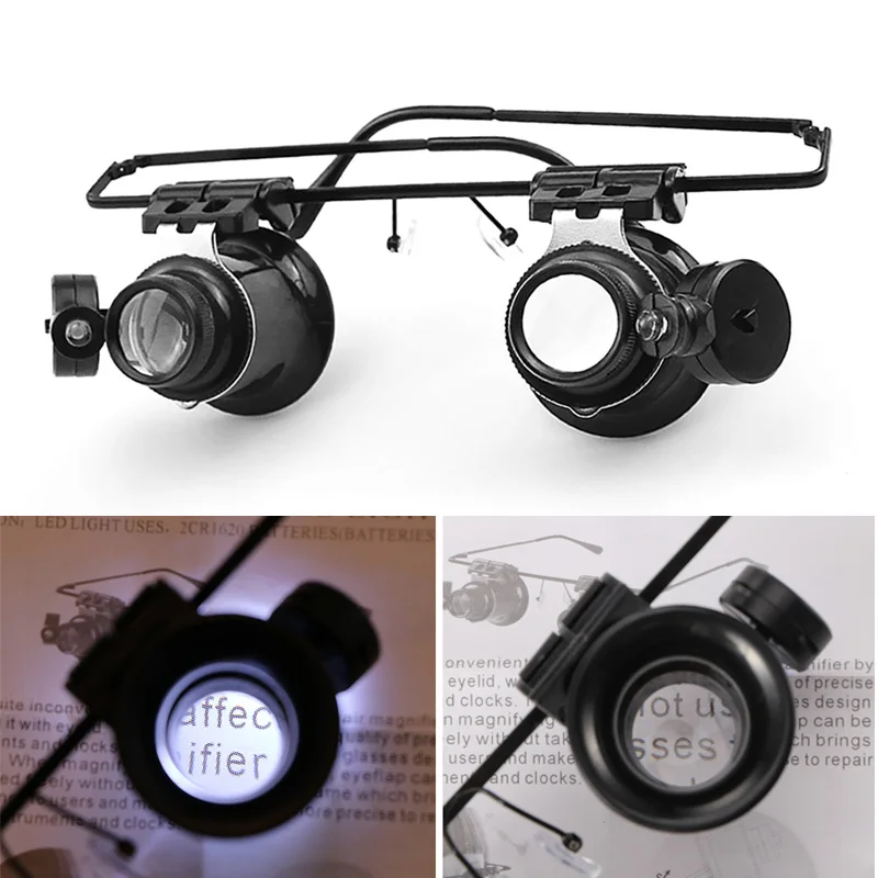 

Head Wearing Professional 20X Magnifier Multifunctional Watching Tools Double-Eyes Glasses Type Magnifying Equipment Tool