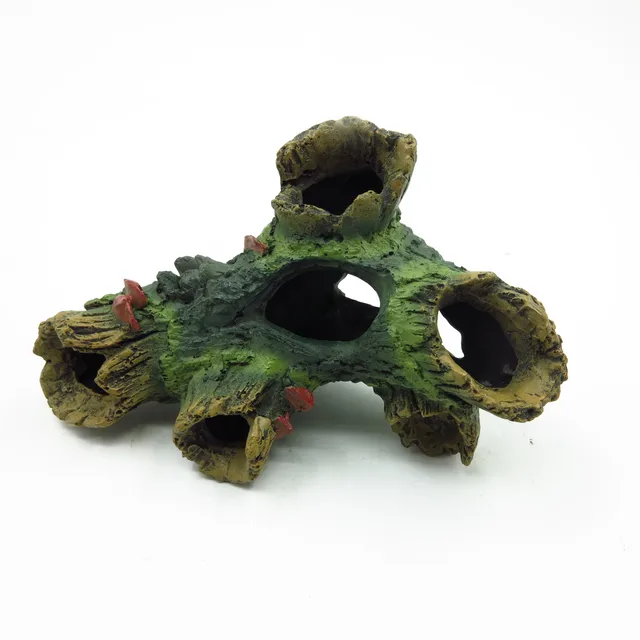 Realistic Tree Trunk Aquarium Ornament - Fish Habitat Enhancer with Hiding Spots and Safe Resin Caves 3