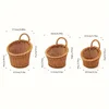 3 pieces of bamboo-like wall-mounted storage baskets, plastic woven hanging baskets, multi-functional sundries containers 4