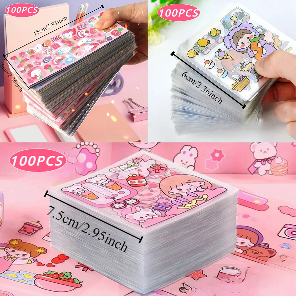 

300pcs No-repetitive Random Large Stickers Cheap with Laser Ins Stickers for Child Korean DIY PET Sticker