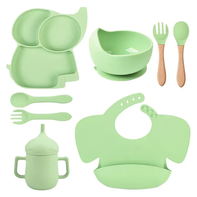 

Silicone Baby Feeding Set Baby Plates And Utensils Set Baby Led Weaning Supplies For 6 Months Kids Baby Spoon And Fork