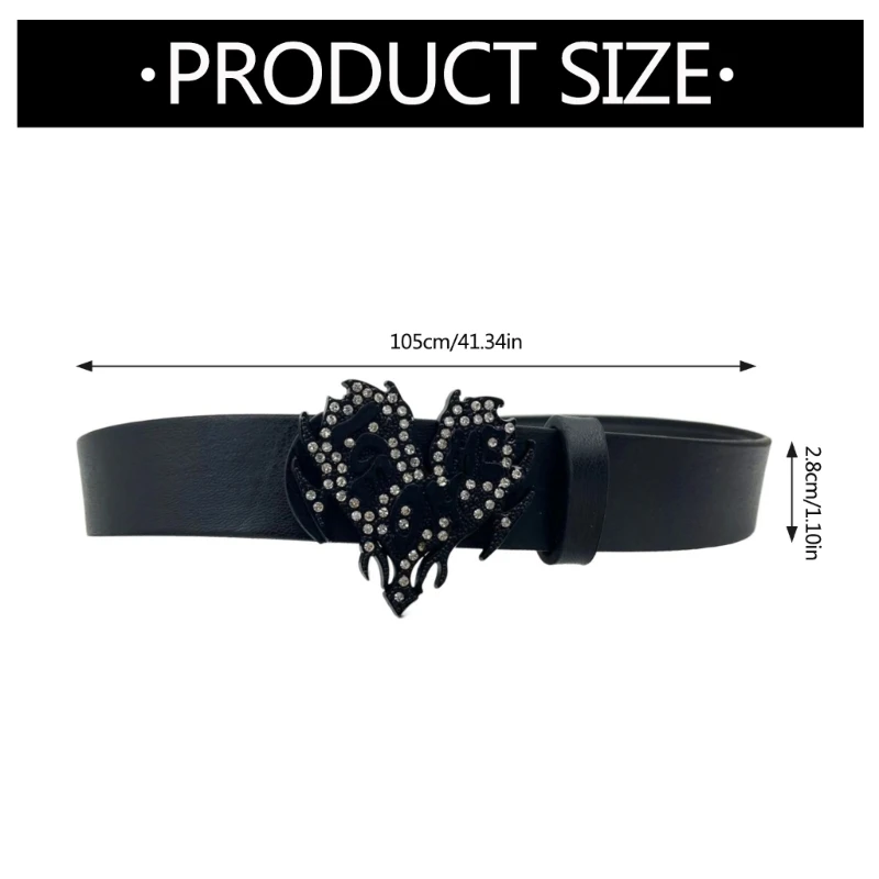 Love Buckles Belt for Women Rhinestones Buckles Waist Belt for Teens Girl PU Leather Women Jeans Pants