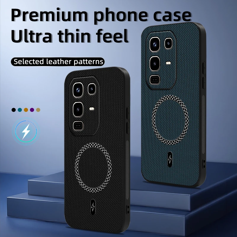 Magnetic Leather Shockproof Case with Full Camera Protection and Mag-Safe Compatibility