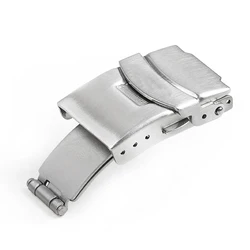 Premium Stainless Steel Double Press Folding Watch Clasp - Diving Style Replacement Buckle - 22mm (Silver)
