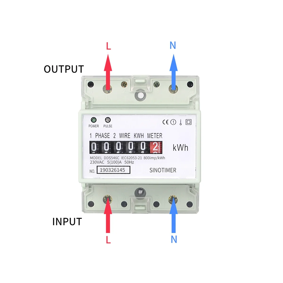 전기 단상 2 와이어 에너지 계량기 KWh 카운터, 소비 아날로그 전력계 (A), AC 220V 100A