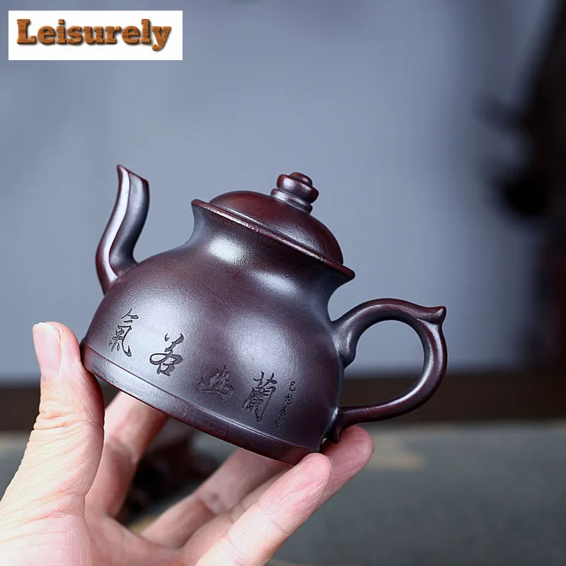 180ml Yixing Purple Clay Teapots Handmade Palace Lantern Pot Raw Ore Antique Red Mud Kettle Chinese Zisha Tea Set Tea Ceremony