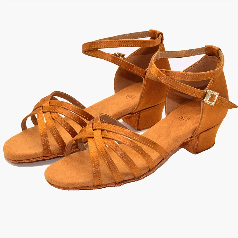 Filles chaussures de danse pour dames salle de bal latine enfants/enfants Tango Salsa chaussures de danse latine talon bas Salsa chaussures d'entraînement