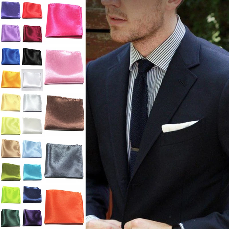 

Men Square Handkerchief Satin Suit Pocket Towel Hankies Solid Color Business Silk Chest Towel Wedding Banquet Party Gift