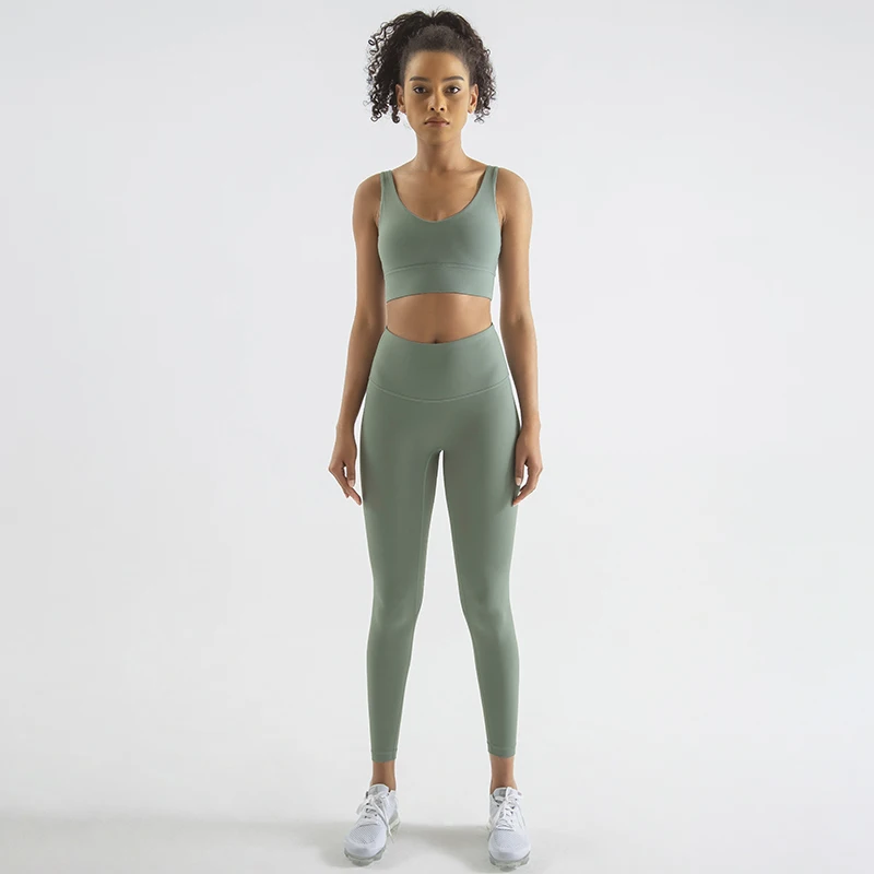 SOISOU Gym Clothes For Women Yoga Set Fitness Suit Women's Tracksuit Leggings Top Bra Sport Elastic Breathable Golf Sportswear