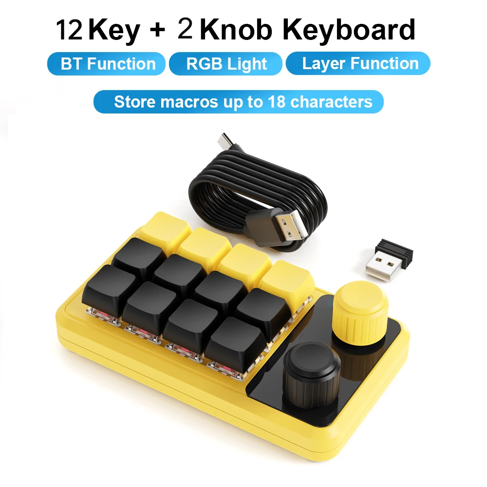 RGB Mechanical Hotswap Macro Keypad with Customizable Knob for Programmers and Gamers