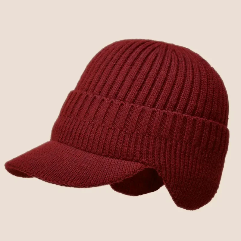 Customizable Knitted Wool Hat with Ear Muffs and Sun Visor Hats Men Cap Hat knitted hat,earflap hat