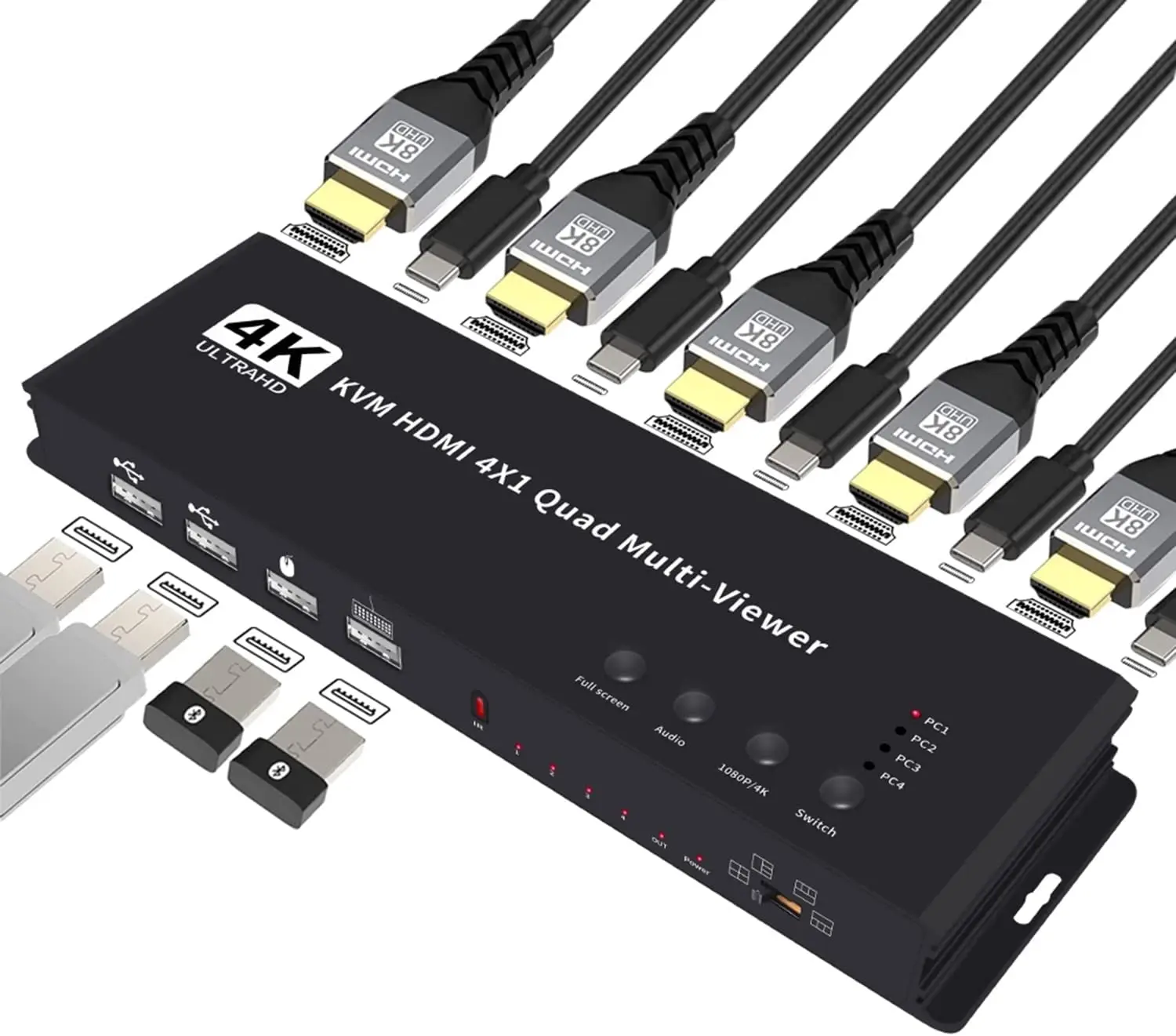 4k hdmi kvm switch 4x1 quad multi viewer 4 in 1 out kvm hdmi processor