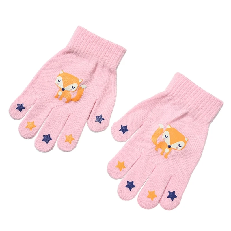 Winter Mittens Warm Knitted Gloves with Cartoon Pattern Crochet Thick Mitten for Kids Boy Girl Children(for Age 4-8Year)