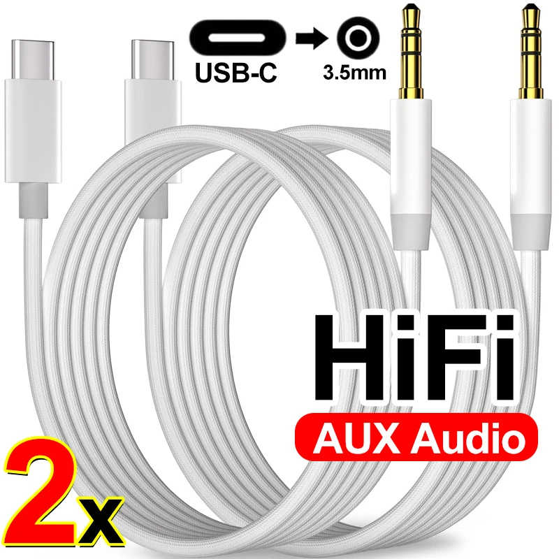 Universal USB C to 3.5mm AUX Audio Cable Adapter for Car Speakers and Headphones