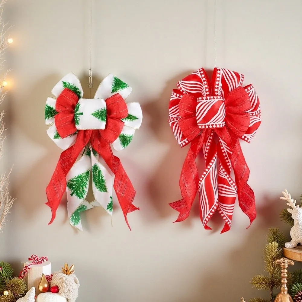 Red Fabric Christmas Double Layer Bow Decoration