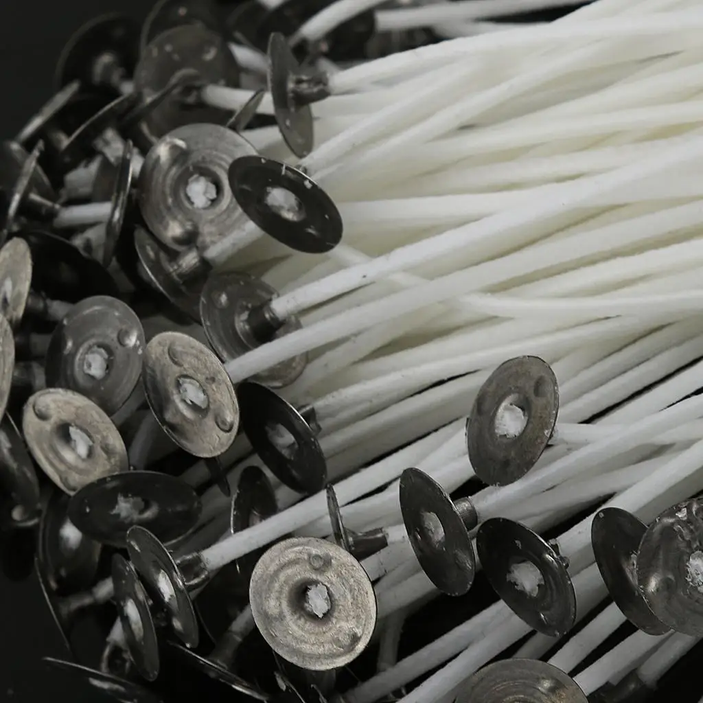 20cm Pre Waxed Wick Smokeless with Metal Sustainer for DIY Candle Making Pack of 50Pcs