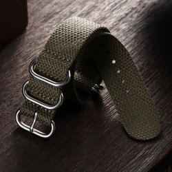 Ribbed Cotton Nylon Braided Watch Strap with Buckle - 20mm/22mm - 22mm (Green)