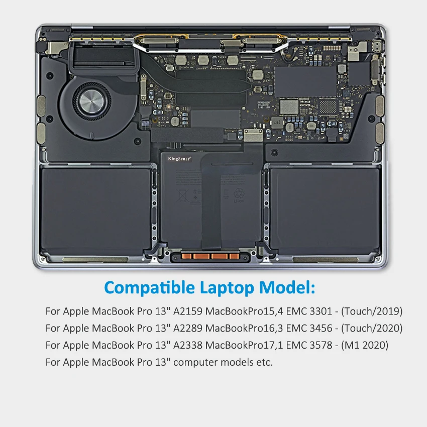 Kingsener-bateria do Portátil para Apple Macbook Retina A2289 A2338 A2338 A2159 13.3 em A2289 e A2159 Ano Ano 2023 61600 58.2wh - Imagem 6