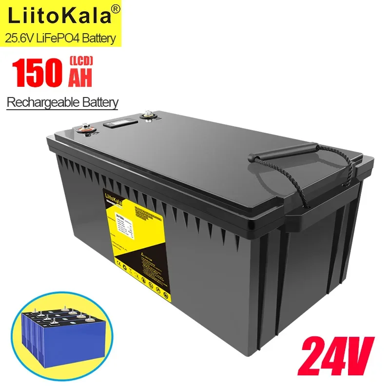 

LiitoKala 24 в 150 Ач LiFePO4 аккумулятор Солнечный Гольф-автомобиль для вилочного погрузчика водонепроницаемый аккумулятор для инвертора, солнечная система, лодочный мотор