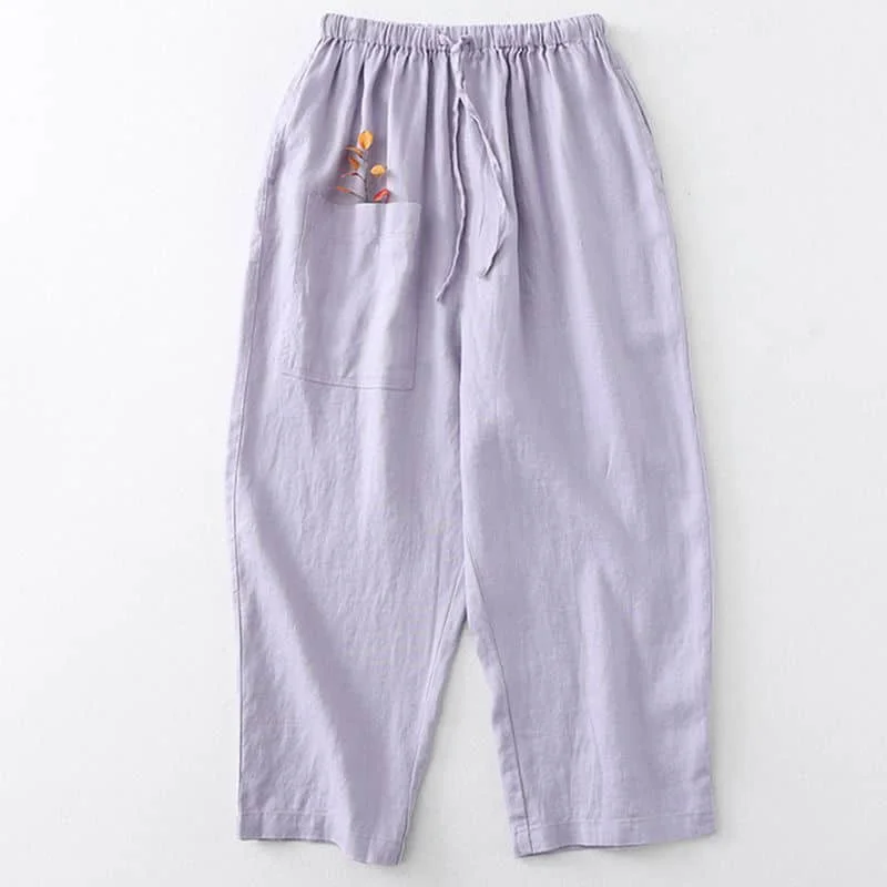 

Solid Pants for Women Loose Harem Pants Vintage Summer Thin Korean Style Elastic Waisted Trousers Women Harajuku Lantern Pants