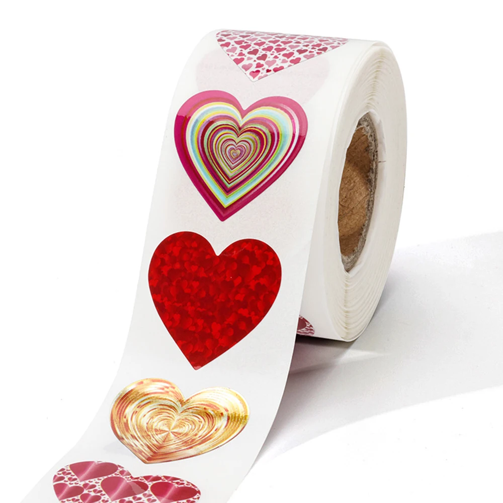50-500Pcs Red Pink Heart Stickers For Valentines Day Wedding Gift Packing Bag Packaging Labels Love Scrapbooking Diy Stickers
