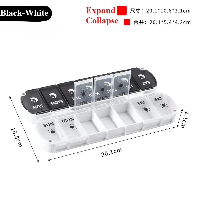 7-Day Foldable AM/PM Pill Organizer - Portable Transparent Case for Supplements & Vitamins