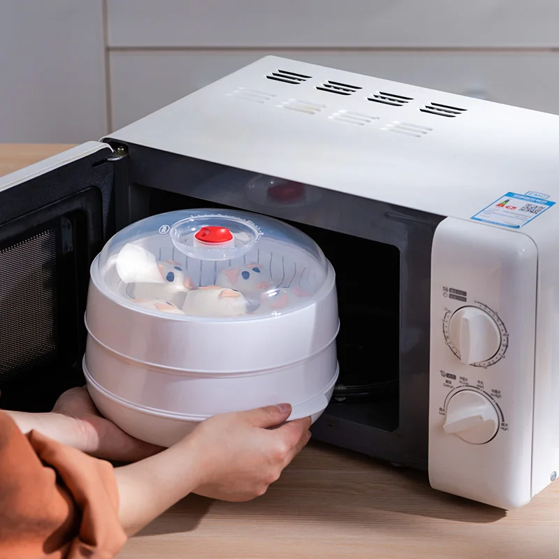 Microwave Oven Steamer Special Steamed Bun Dumpling Container with Lid Durable Rice Multi Layer PP